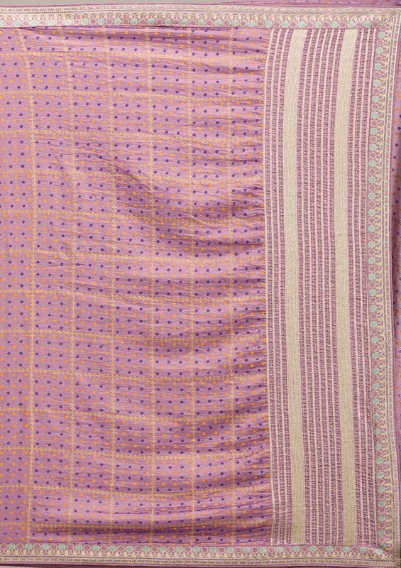 Purple Soft Raw Silk Gold Zariwork Saree With Matching Blouse Piece - Image 9