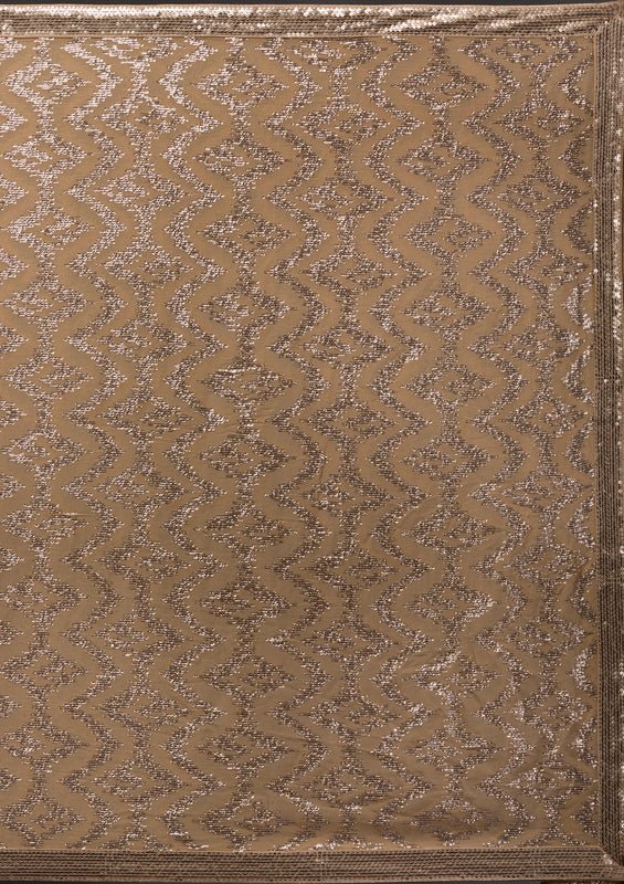 Beige Georgette Sequins Saree With Matching Blouse Piece - Image 7