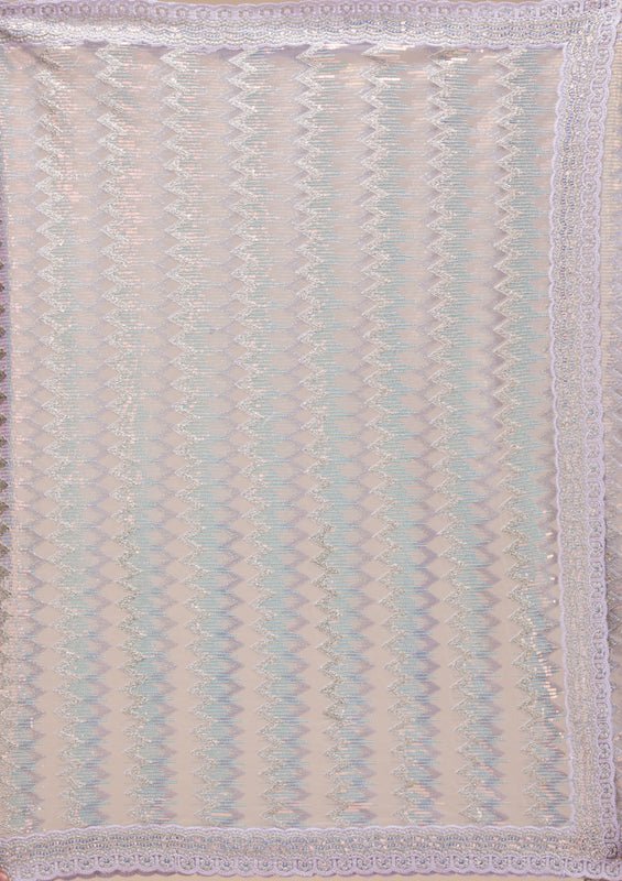 Lavender Organza Sequins Saree With Matching Blouse Piece - Image 9