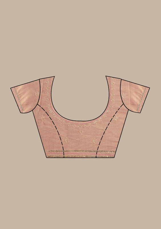 Mauve Organza Gold Zariwork Saree With Matching Blouse Piece - Image 9