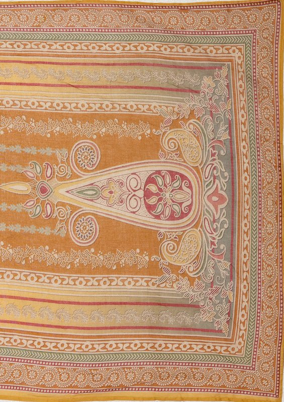 Mustard Yellow Chanderi Abstract Geometric Cutdana Straight Kurta With Pant Regular And Dupatta - Image 7