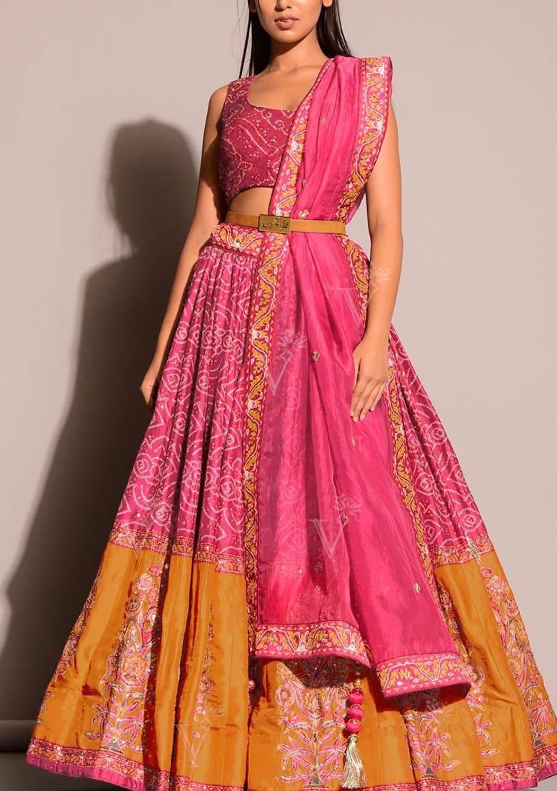 Pink Sequin Work Silk Blend Lehenga Set - Image 2