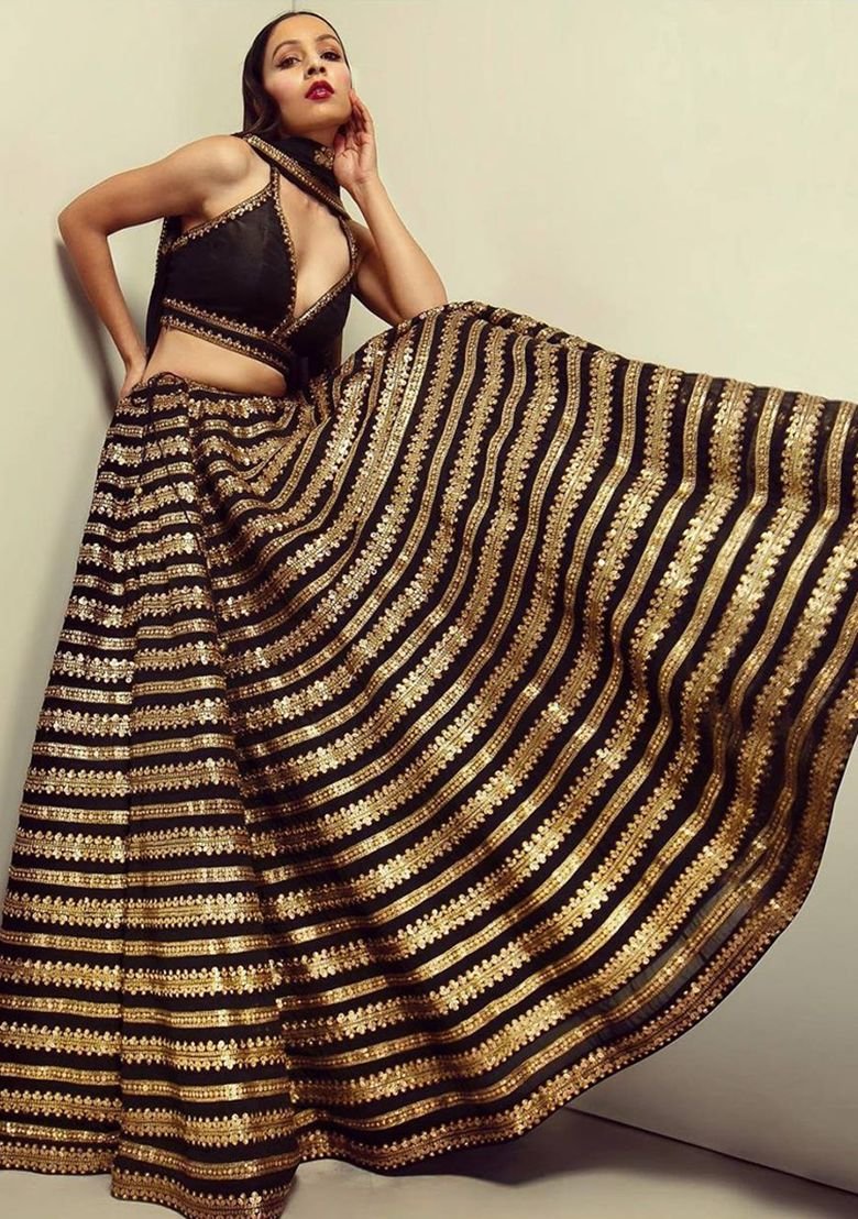 Black Sequin Work Lehenga Set - Image 2