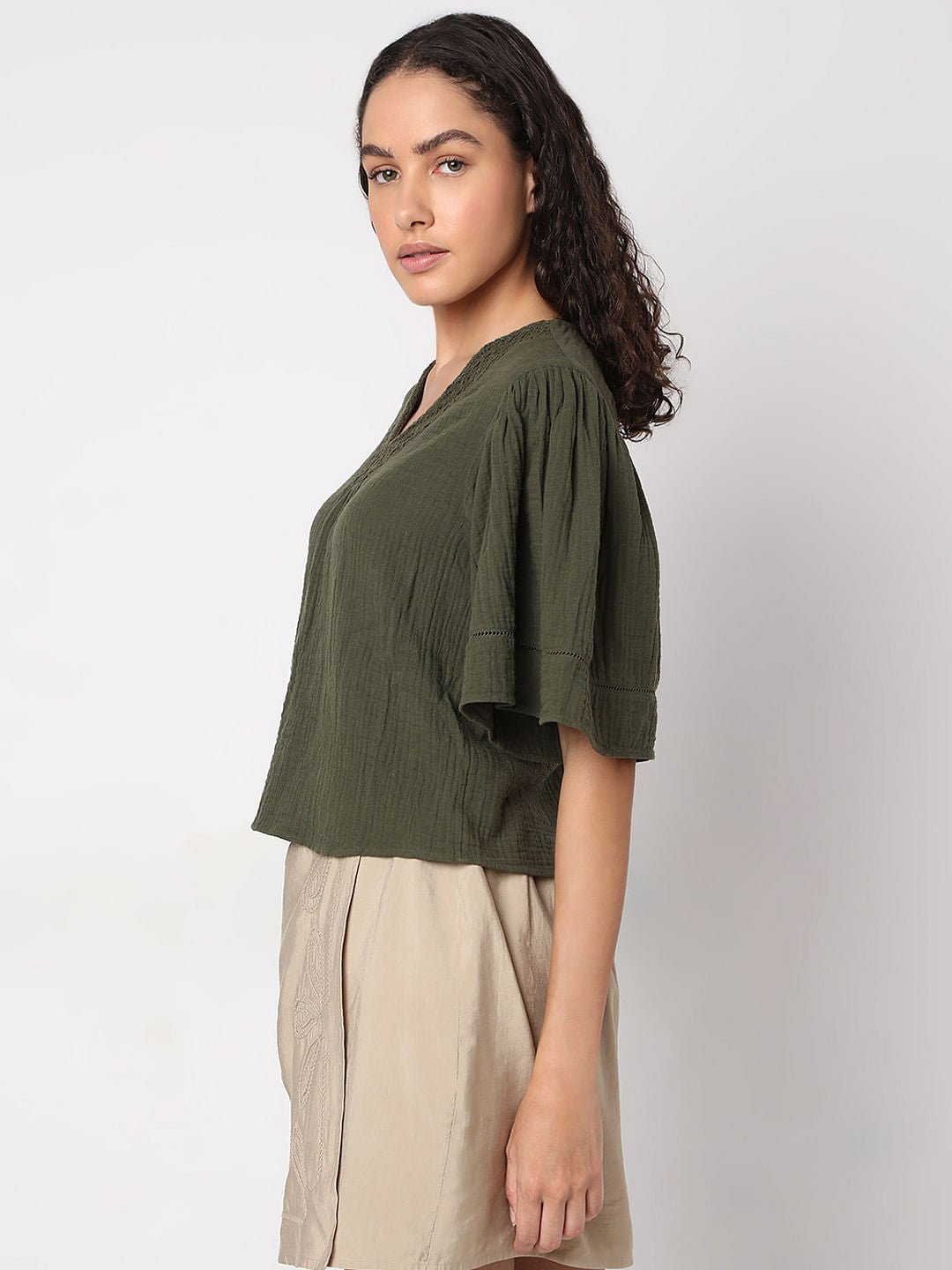 MOSS GREEN COTTON TOP - Image 3