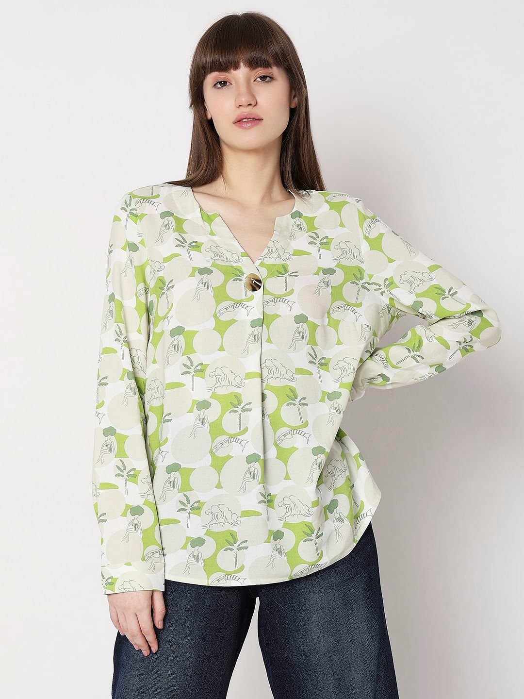 GREEN FLORAL PRINT TOP