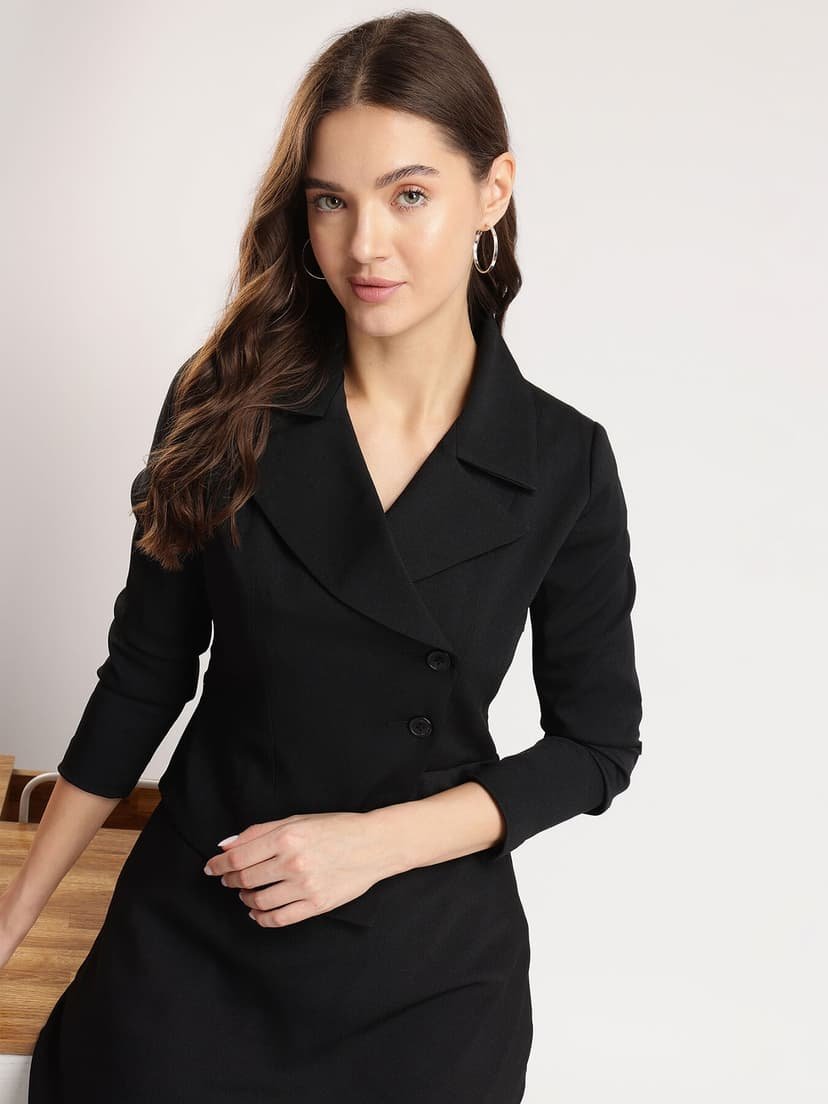 A-line Jacket Dress - Black - Image 2
