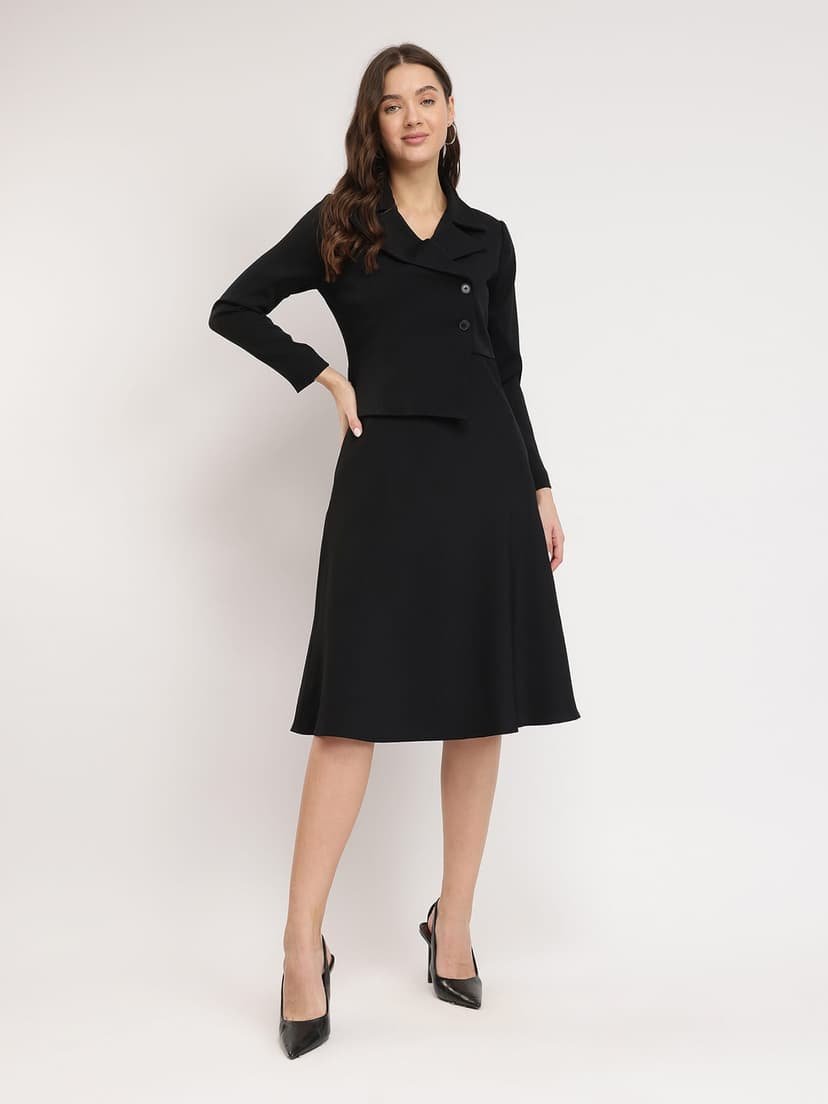 A-line Jacket Dress - Black - Image 3