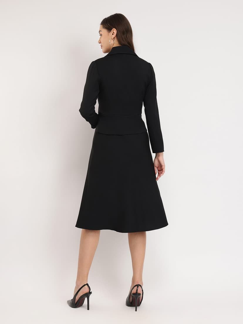 A-line Jacket Dress - Black - Image 4