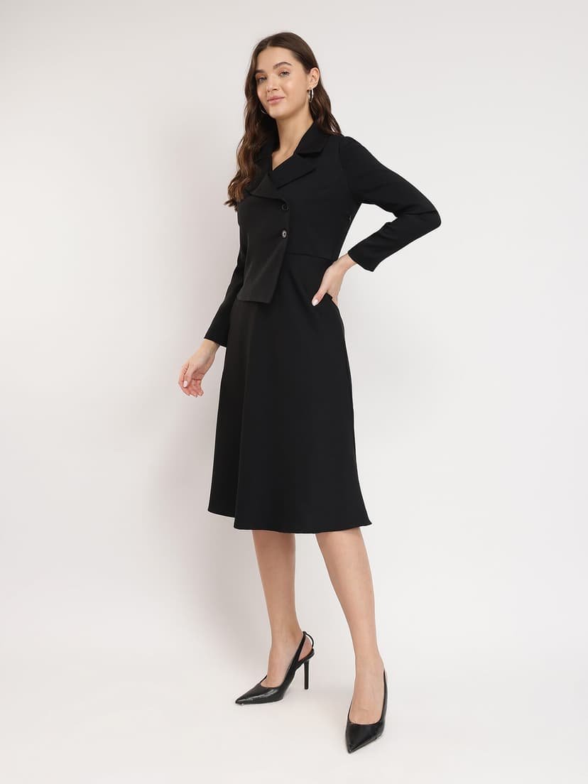 A-line Jacket Dress - Black - Image 5