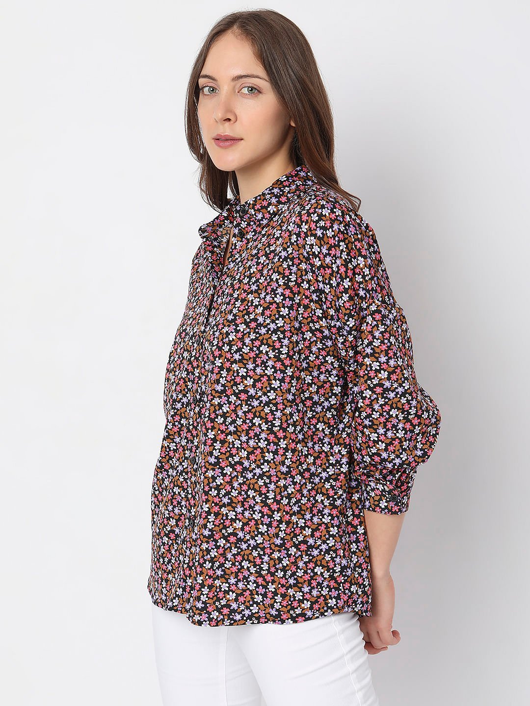 BLACK FLORAL PRINT SHIRT - Image 3