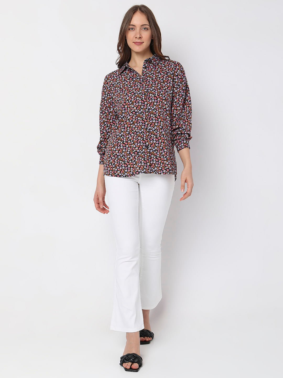 BLACK FLORAL PRINT SHIRT - Image 5