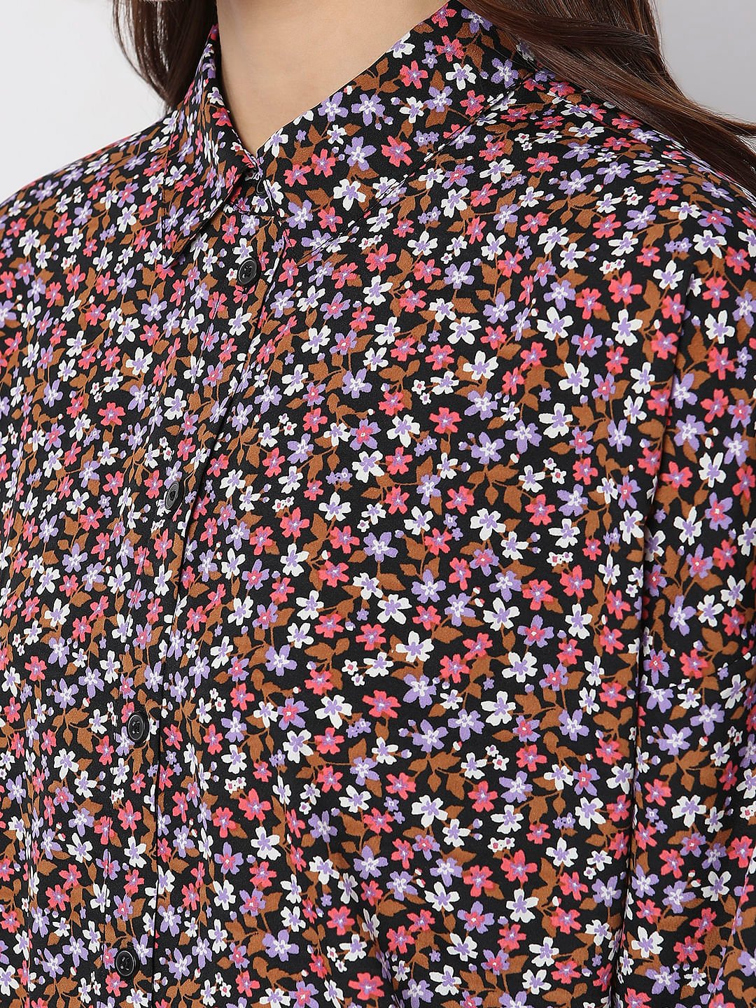 BLACK FLORAL PRINT SHIRT - Image 8