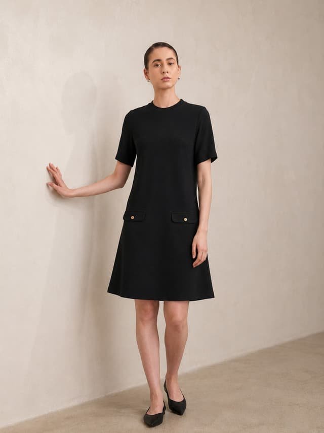 Knitted Shift Dress - Black