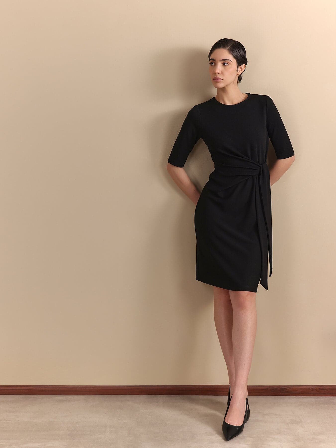A-Line Mini Dress - Black - Image 3