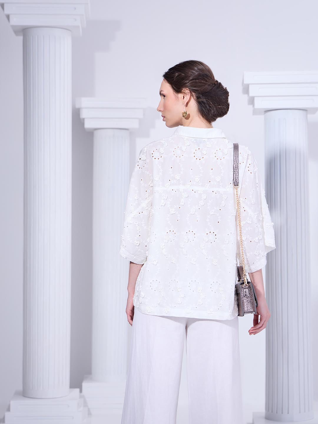 VERO MODA WHITE SCHIFFLI SHIRT