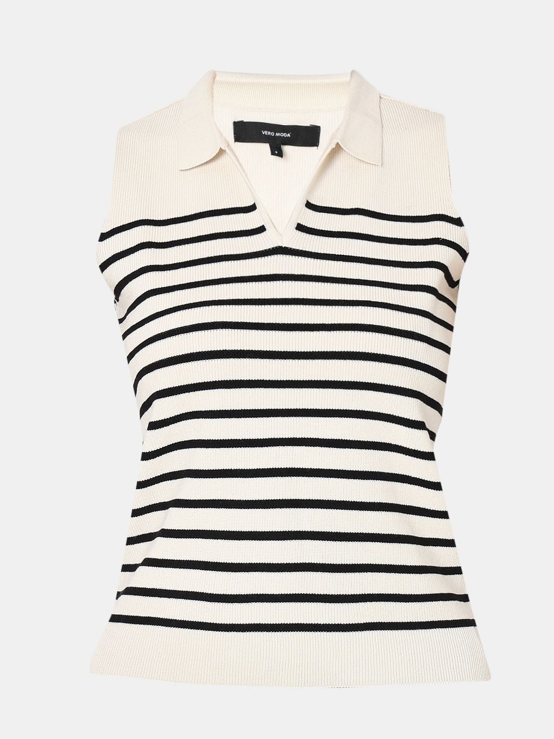 WHITE & BLACK STRIPED KNIT TOP - Image 7