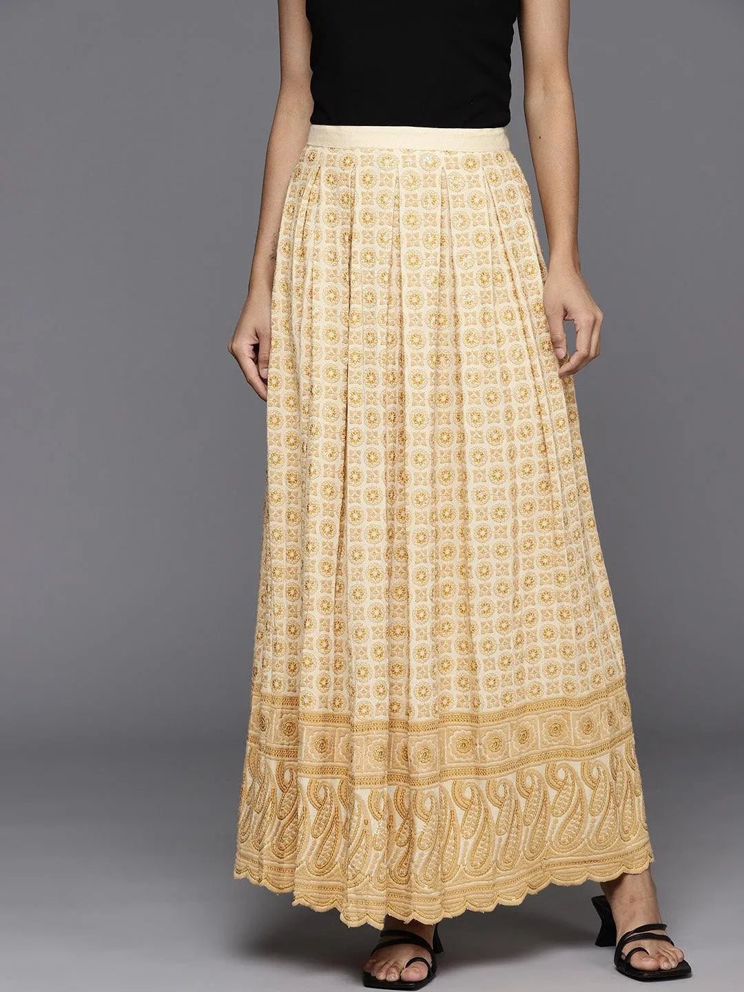 Gerua Gold Embellished Rayon Skirts - Image 4