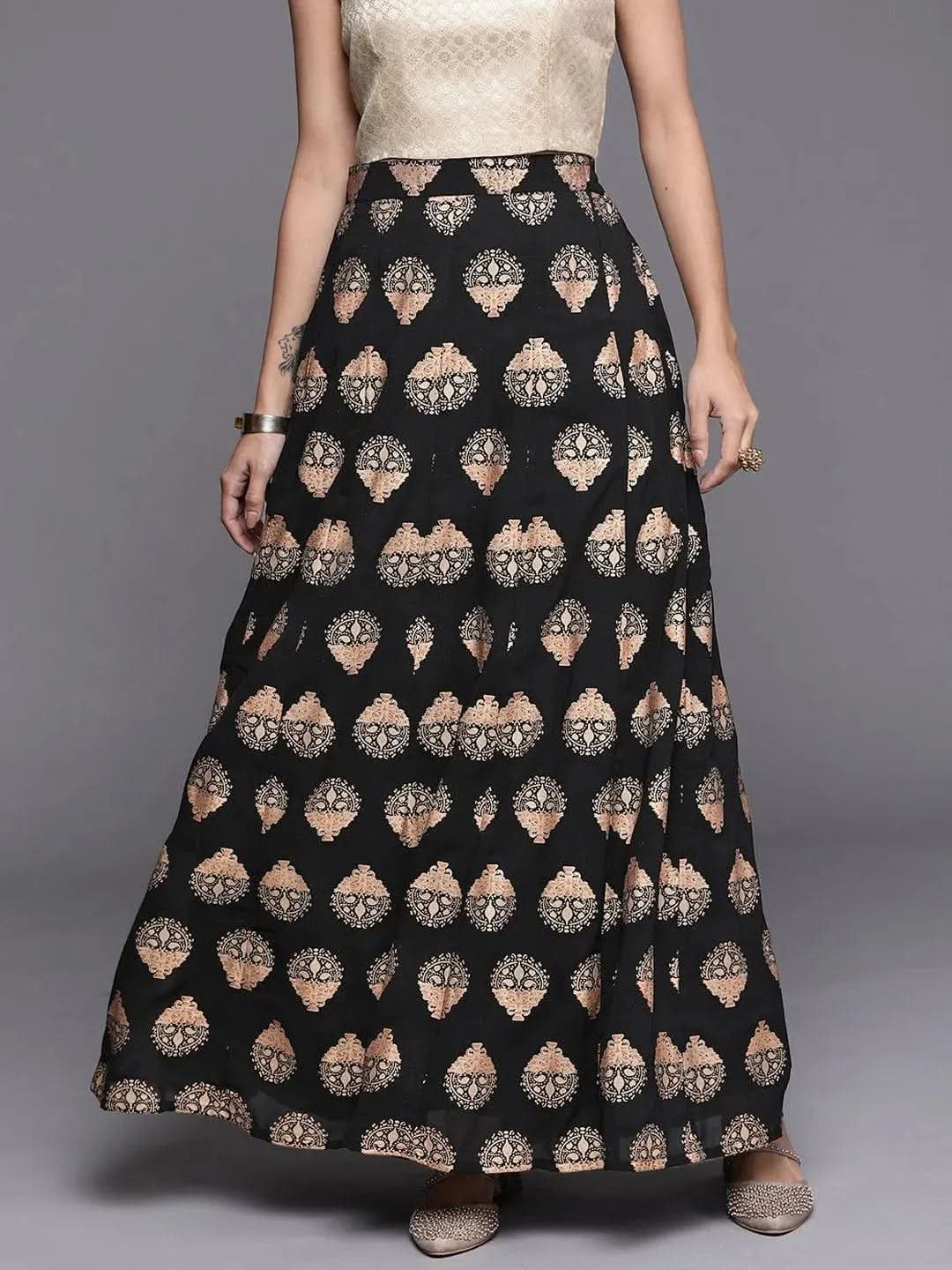 Gerua Black Printed Georgette Skirt - Image 6
