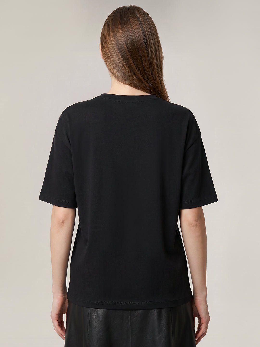 BLACK FLORAL EMBROIDERED T-SHIRT - Image 3