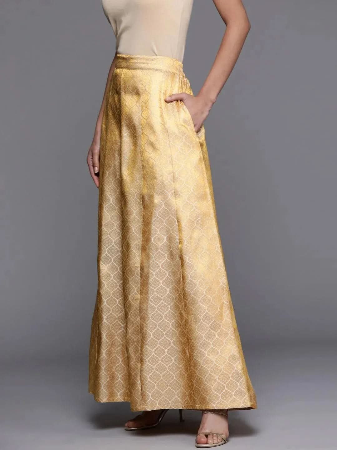 Gerua Gold Self Design Brocade Skirt - Image 3