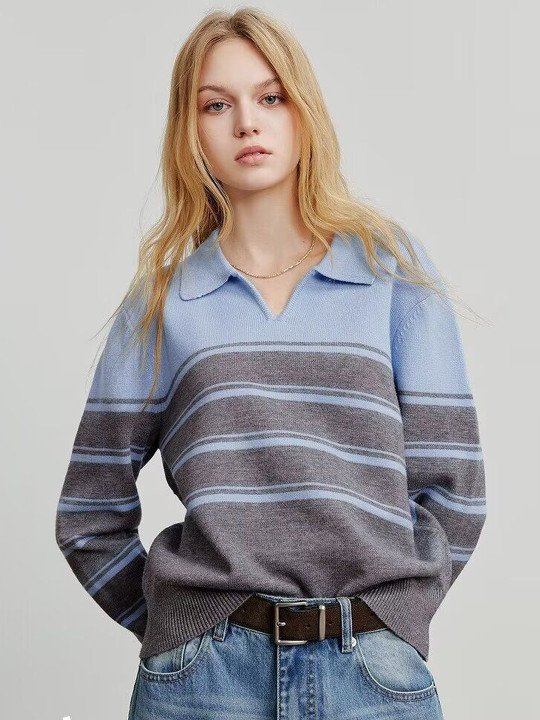 Women Striped Pullover - Image 2