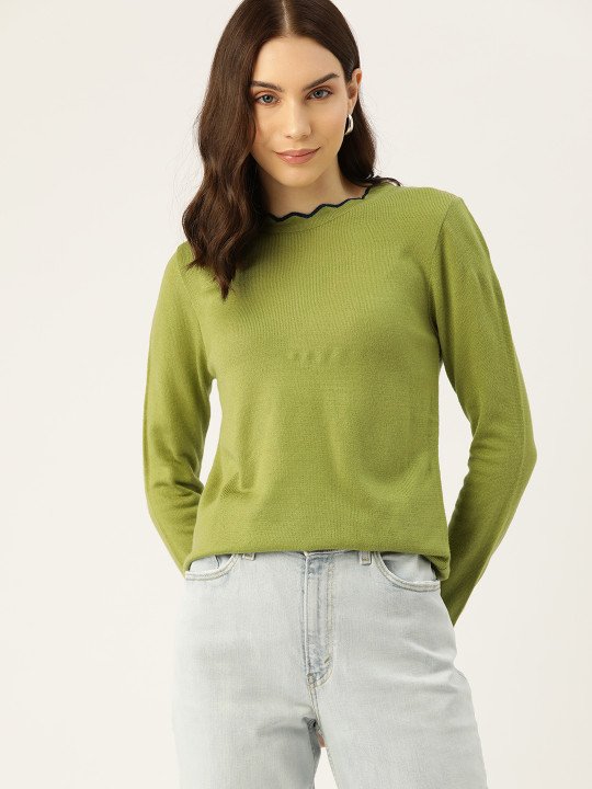 Women Solid Acrylic Pullover
