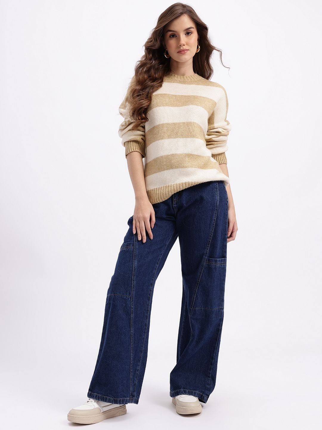 Self Design Striped Pullover with Typography Detail - Image 4