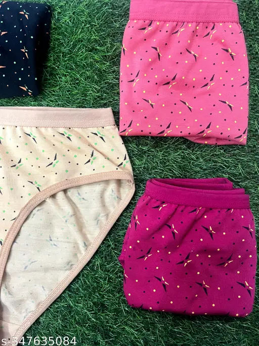 PACK OF 3 PURE COTTON BRIEFS FOR WOMENS/GIRLS FOR EVERYDAY USE PANTYS COMFORTABLE MULTICOLOUR PANTYS WITH FREE GIFT - Image 4