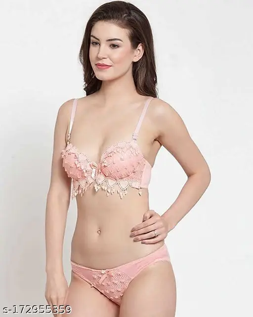 Women's Heavy Double Padded Push Up Bra Panty Bridal Set Lingerie Sets - Image 2