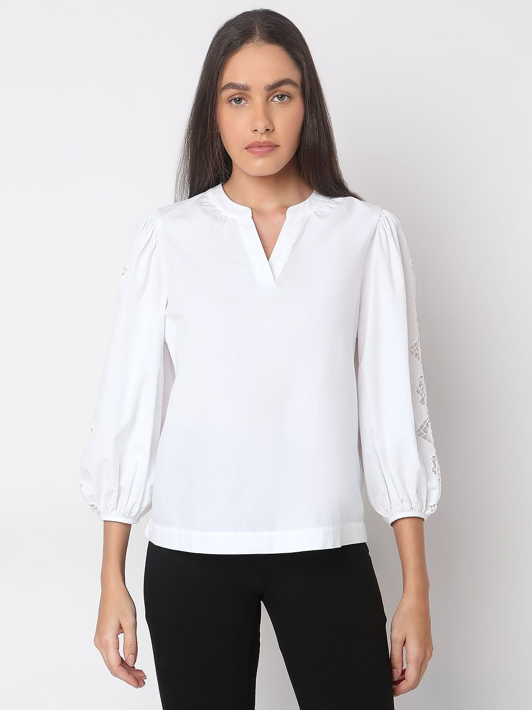 WHITE V-NECK TOP - Image 2