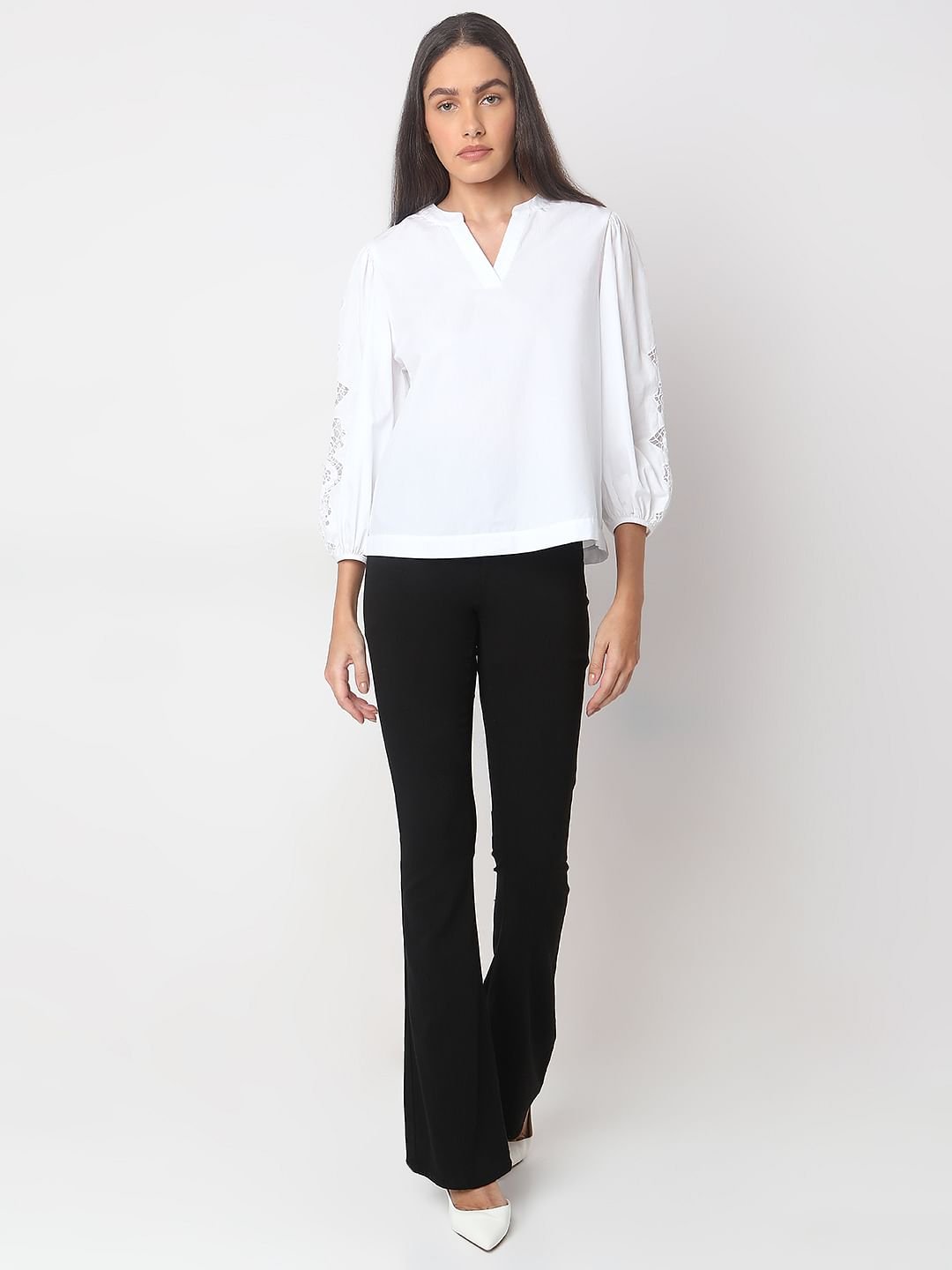 WHITE V-NECK TOP - Image 5