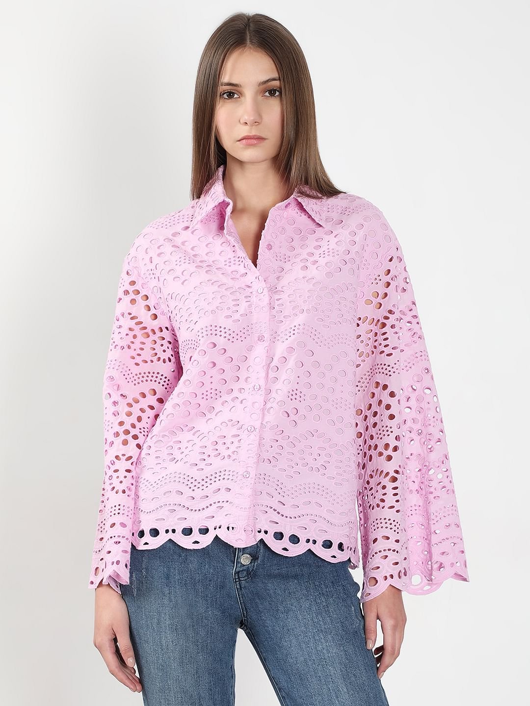 LILAC CUTWORK COTTON SHIRT - Image 2