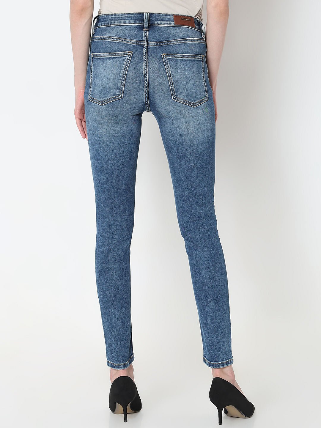 BLUE MID RISE SKINNY JEANS - Image 4