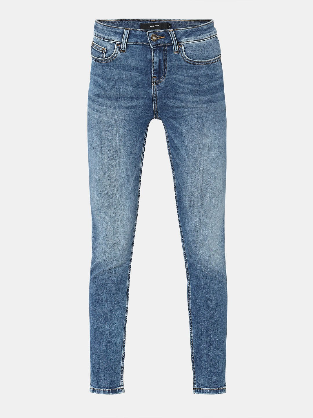 BLUE MID RISE SKINNY JEANS - Image 7