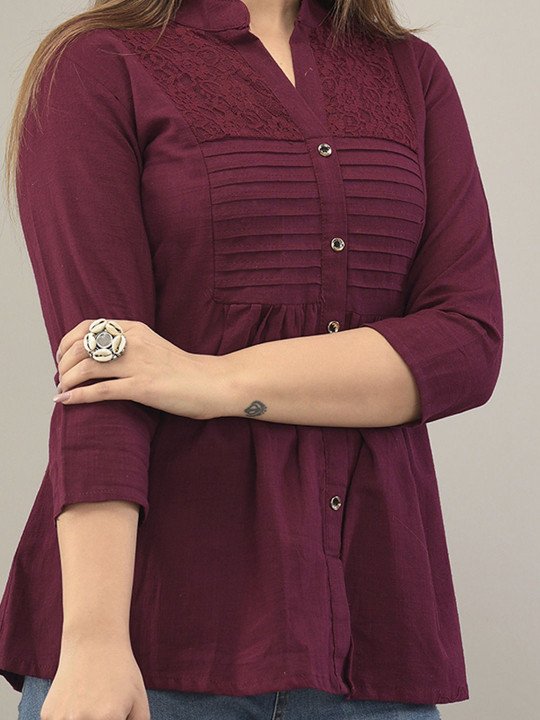 Embellished Mandarin Collar Top - Image 2