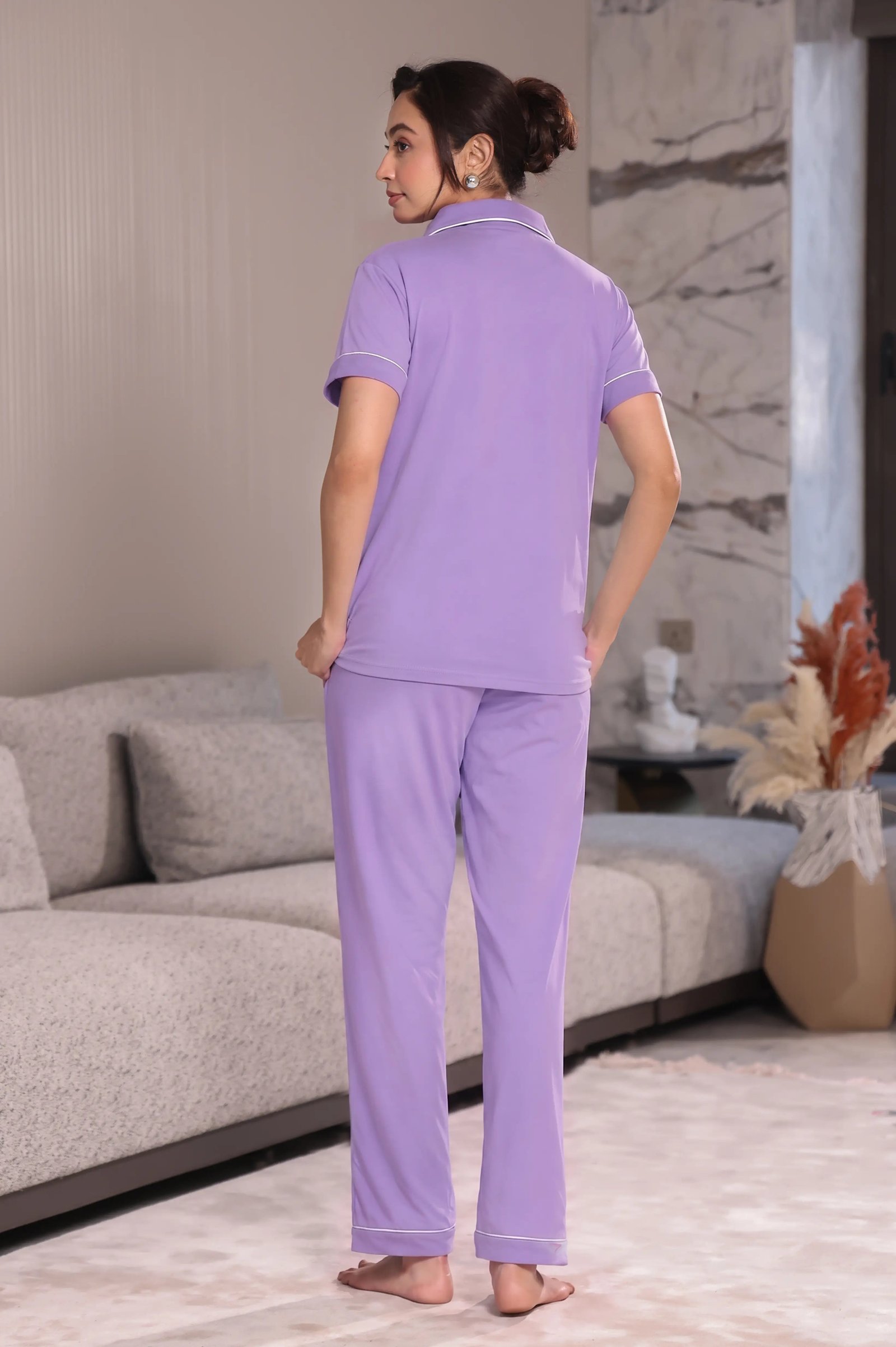 Periwinkle Solid Pyjama Set - Image 4