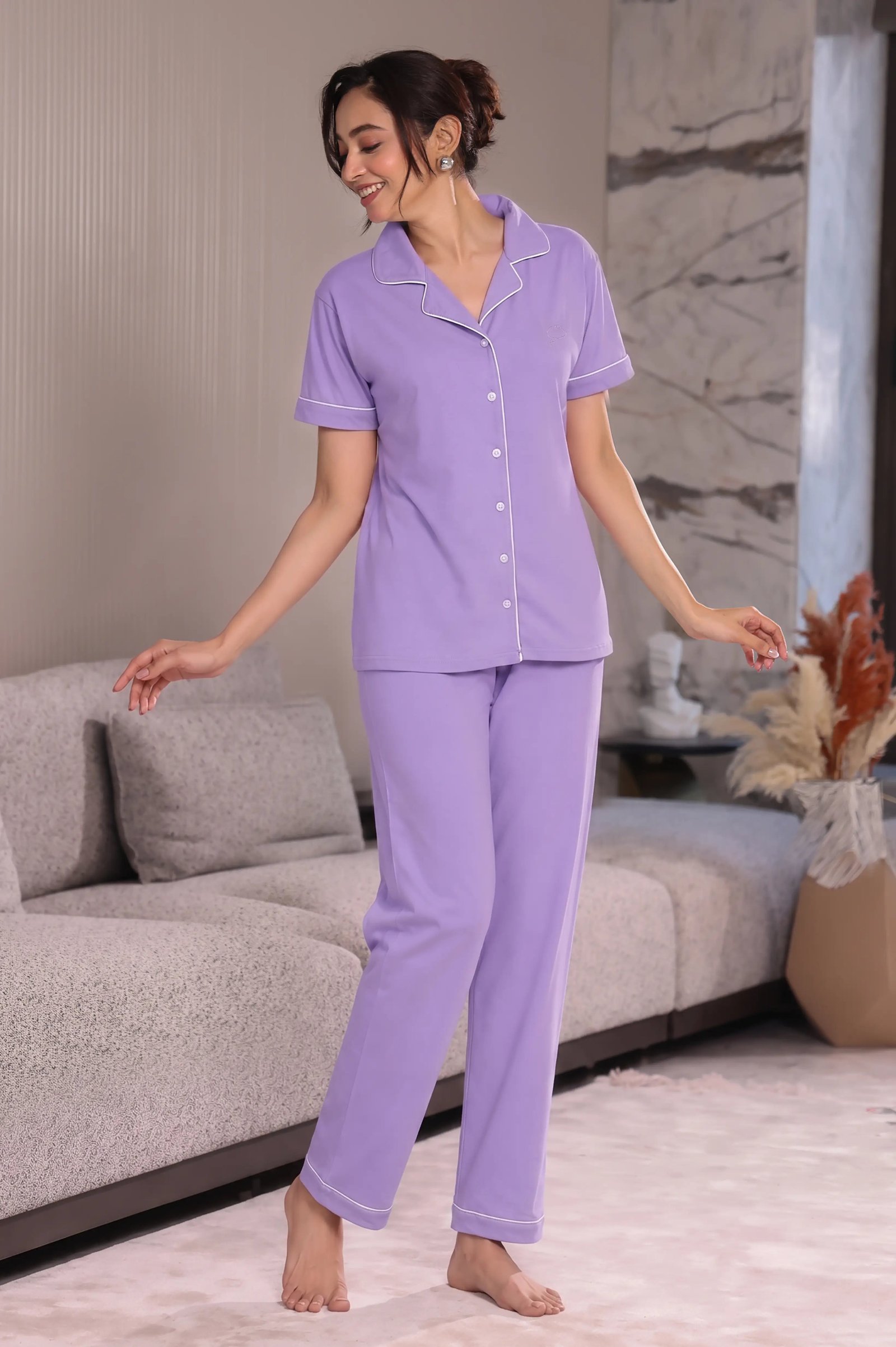 Periwinkle Solid Pyjama Set - Image 6