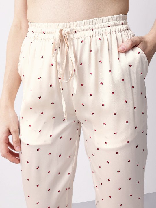 Conversational Print Satin Finish Pyjama Set - Image 4