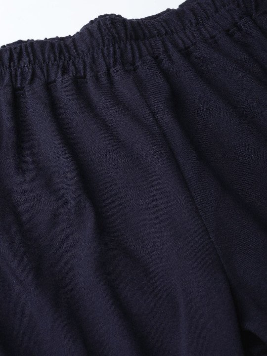 Women Navy Blue Solid Night Suit - Image 3