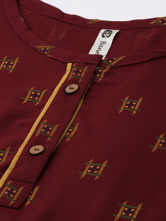 Maroon Printed Maxi Nightdress - Image 7