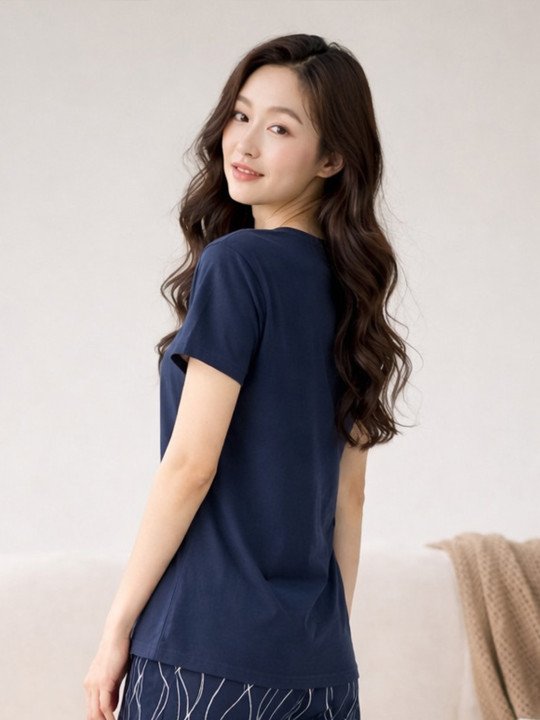 Typography Printed Short Sleeves Pure Cotton T-shirt With Pyjamas - Image 4