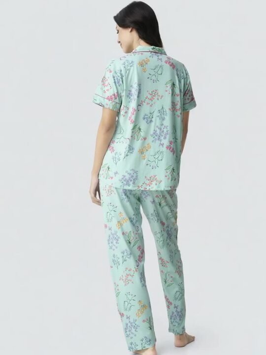 Floral Printed Pure Cotton Night suit - Image 3