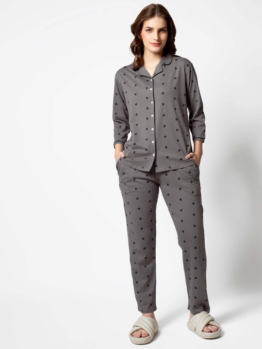 Women Printed Pure Cotton Night suit - Image 2
