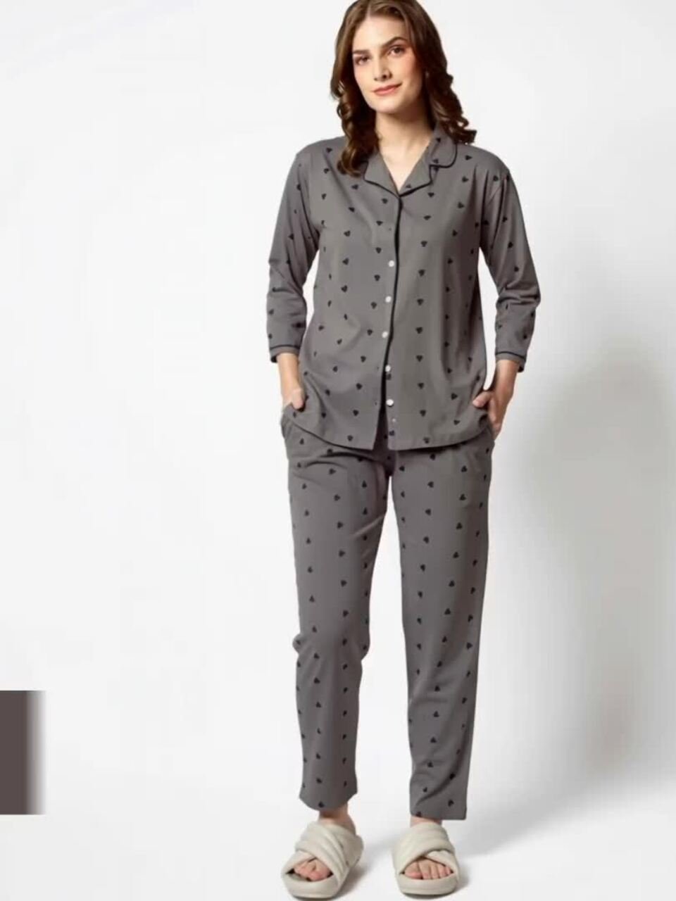 Women Printed Pure Cotton Night suit - Image 3