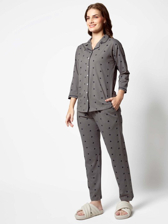 Women Printed Pure Cotton Night suit - Image 4