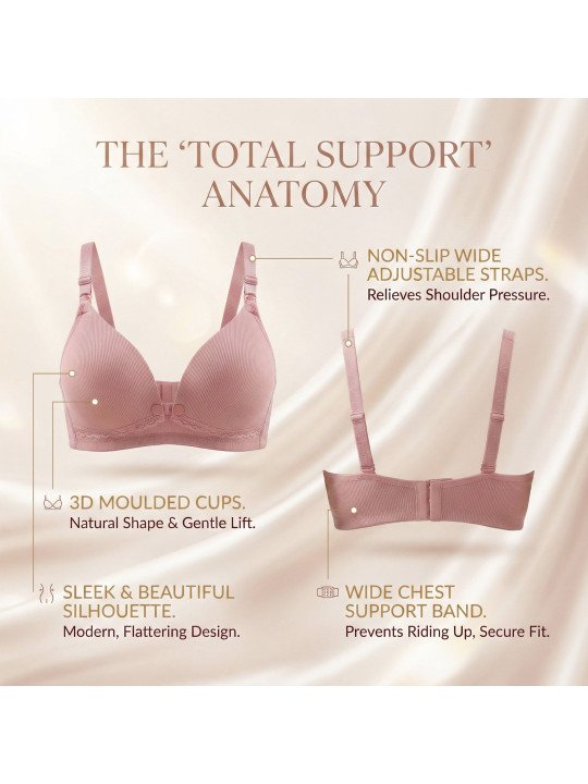 Women Cotton Seamless Wire-Free Lightly Padded Front Maternity Nursing Bra - Image 5
