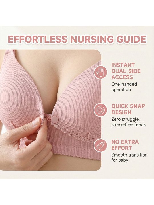 Women Cotton Seamless Wire-Free Lightly Padded Front Maternity Nursing Bra - Image 7