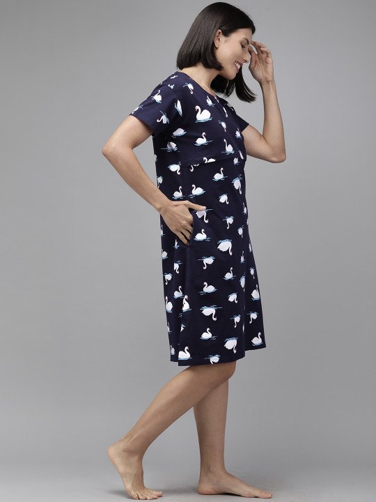 Conversational Printed Pure Cotton Nightdress - Image 3