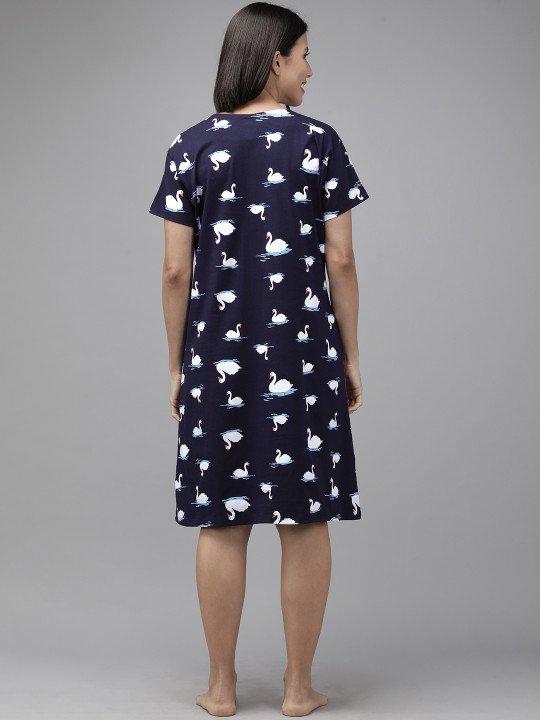 Conversational Printed Pure Cotton Nightdress - Image 4