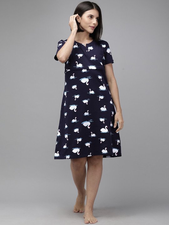 Conversational Printed Pure Cotton Nightdress - Image 5